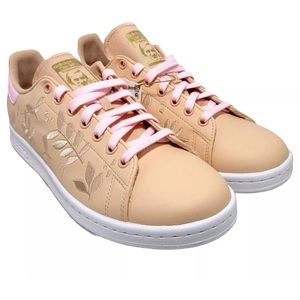 Stan Smith Adidas Women's Shoes Size 10 Beige / Pink Embroidered